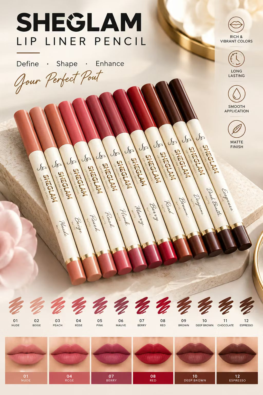 SHEGLAM Lip Liner Pencil – Define Your Perfect Pout
